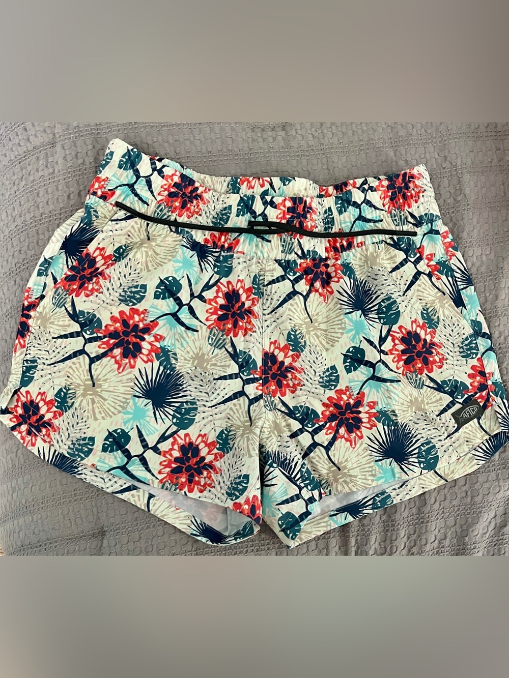 AFTCO Shorts with Teal, Navy & Coral Floral Pattern